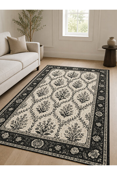 Liriya Dijital Kaymaz Yıkanabilir Patchwork Vintage Retro Salon Halısı Mutfak...