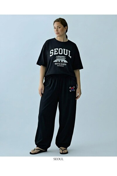 EFFRENATU Plus Size Unisex Black Set – Oversized T-Shirt with Butterfly Print...