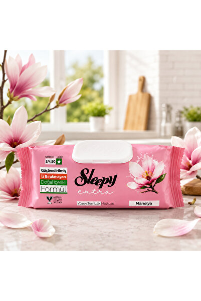 Sleepy Extra Manolya Yüzey Temizleme Havlusu 100 Yaprak Çok Amaçlı Islak Temi...