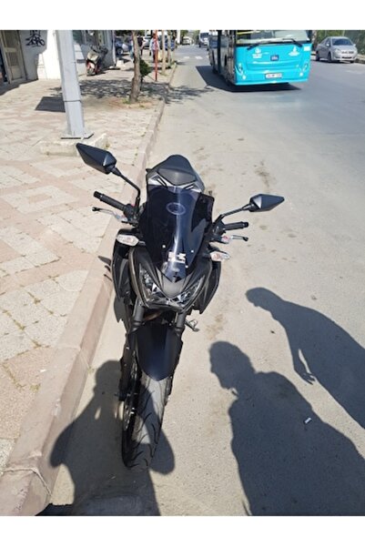 ZEUS MOTOR 2015-2016 Kawasaki Z 300 Uyumlu Double Ön Cam Koyu Füme