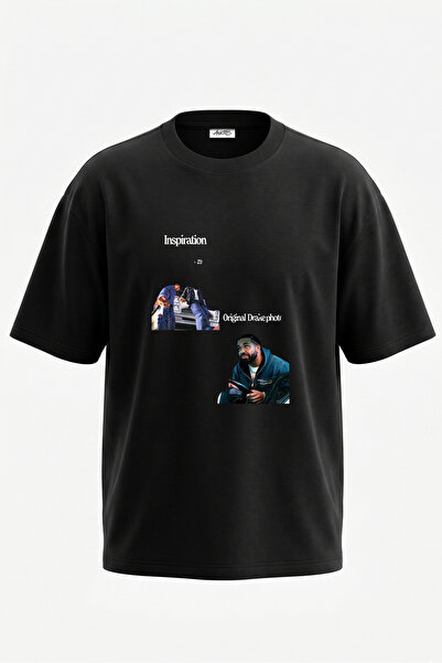 Anetos Tricou supradimensionat din bumbac negru cu imprimeu pe spate Drake Jo...