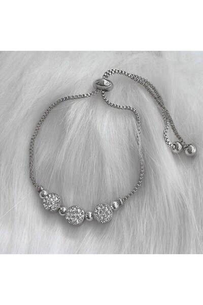 OGHAMAY Silver Color Zircon Stone Triple Paste Elevator Bracelet - 1035