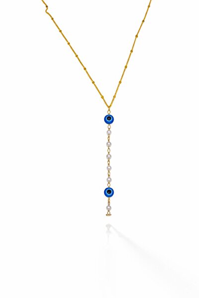 OGHAMAY Gold Color Crushed Chain Evil Eye Pearl Oval Ye Model Steel Necklace ...