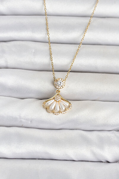 OGHAMAY 316L Steel Chain Gold Color Fan Model Women's Necklace
