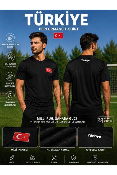 yenteks Kişiye Özel İsim Baskı Yapılır Türkiye Armalı Siyah Özel Tasarım T-Shirt