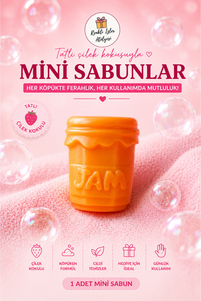 renkli izler atölyesi Strawberry Scented Mini Sweet Design Hand Soap Orange E...