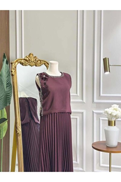 vanus fashion 7183 - فستان سهرة ميدي (2 لونين)