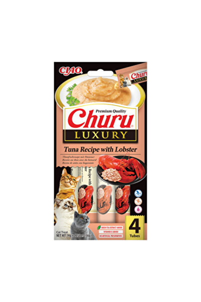 Inaba Churu Delicatesă cremoasă de lux pentru pisici cu ton și homar 4x14 g