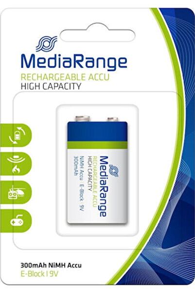MediaRange Επαναφορτιζόμενη Μπαταρία 9V Ni-MH 300mAh 1 τεμάχιο