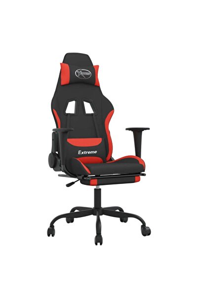 vidaxl Scaun de gaming cu suport picioare, negru și roșu, textil
