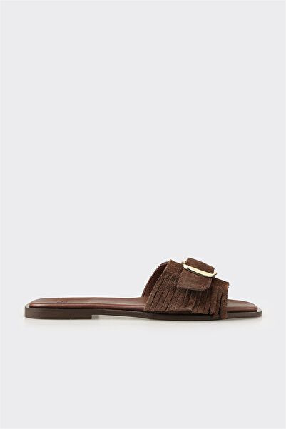 Elle Shoes Kahve Deri Kadın Terlik