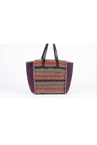 JADDA Handmade Daily Knitted Shoulder Bag Paper String Purple Mixed