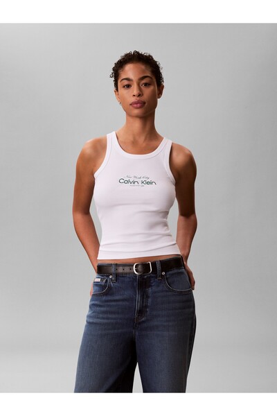 Calvin Klein CONTOUR 2X2 RIB GRAP Kadın Kalın Askılı Tank Top