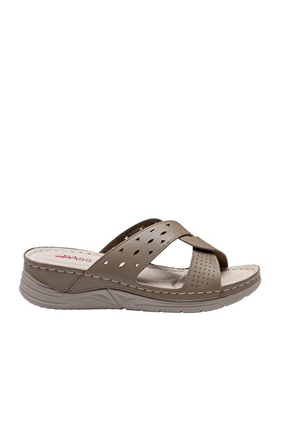 UrbanShoes Saboți damă din piele naturală - 4043 Taupe Box