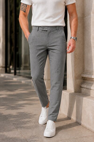 Ser Joven Men's Smoke Slim Fit Stretch Fabric Side Pocket Ankle-Length Plain ...