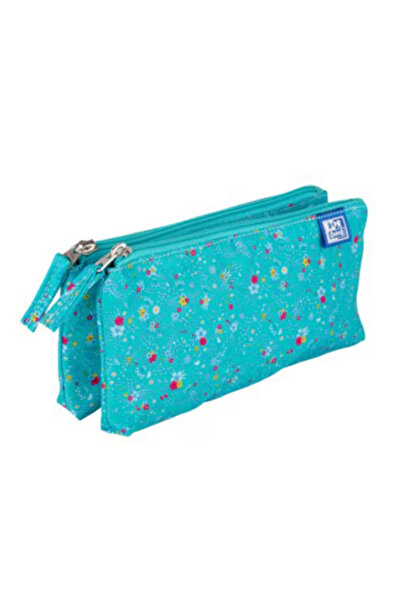 Oxford Penar cu 2 fermoare, model floral, tip dublu compartiment, culoare tur...
