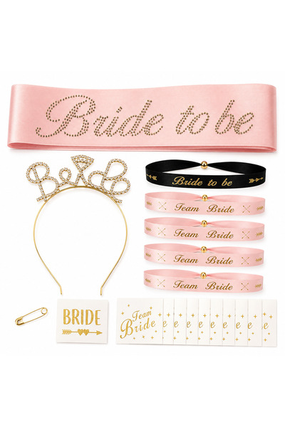 Happyland Bride to Be and Team Bride Rose Gold Rhinestone 5-Piece Bride and B...