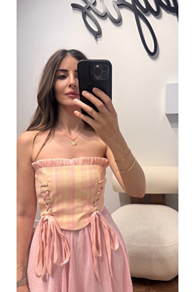 Hayriş Pembe Pötikare Büstiyer