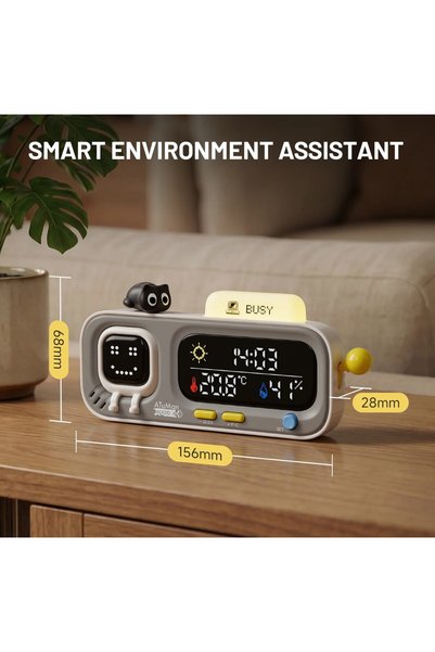 ATUMAN MOOD-A Akıllı Termometre Higrometre Saat Retro Piksel Ekranlı – Sıcaklık Nem Ölçer, USB Şarjlı Masaüstü Akıllı Oda Monitörü, Animasyonlu Dekoratif Ev & Ofis Cihazı Hediyelik Süs Siyah