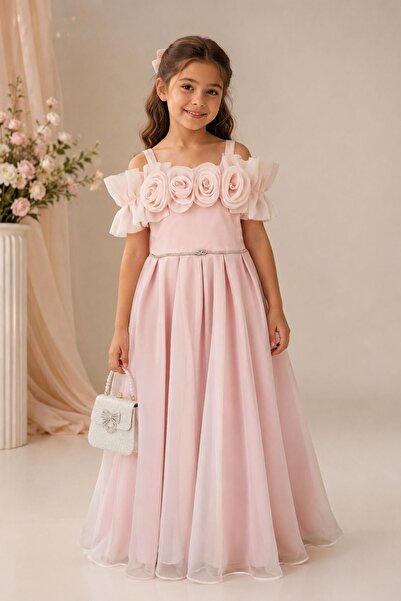 Minigimin Cicileri My Little Girl's Cicileri Off-The-Shoulder Floral Embroide...