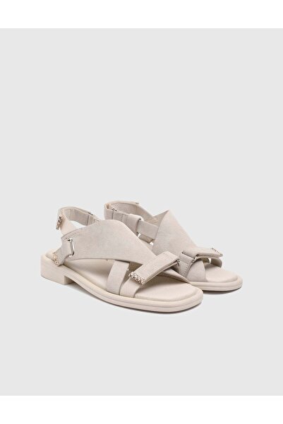 İLVİ Carcee Suede Leather Women's Beige Sandals