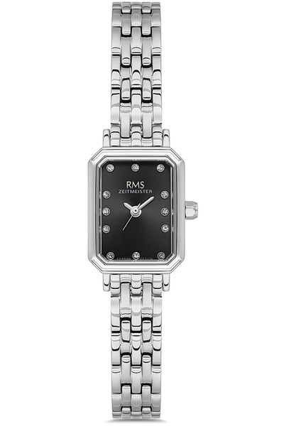 RMS Zeitmeister Rms.1.Ag2229.12 Minimal Rectangular Case Crystal Glass 3 Atm ...