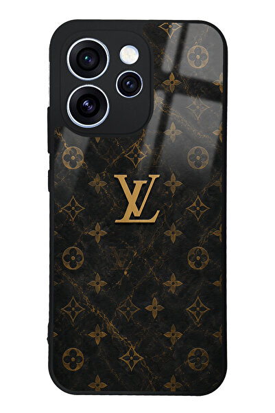Spoyi Oppo Reno 15 Pro Black Mermer Gold LV Tasarımlı Glossy Telefon Kılıfı