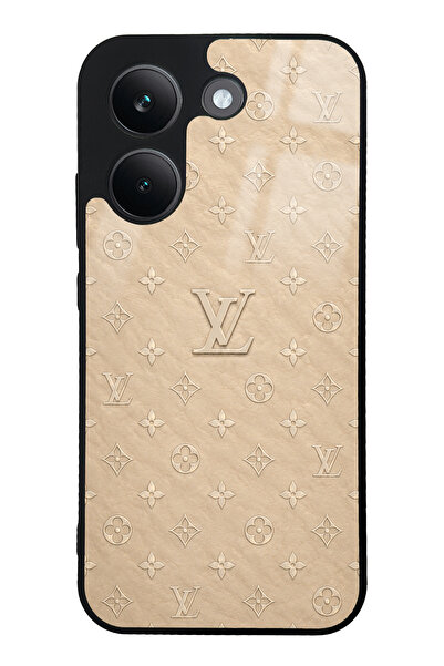 Spoyi Xiaomi Poco X8 Pro Bej Gold LV Tasarımlı Glossy Telefon Kılıfı