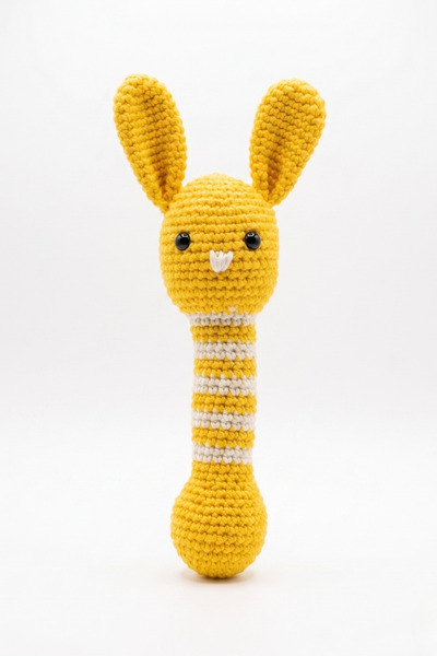 Tiny Sleeks Handmade Rabbit Cat Toy with Cat Grass and Rattle 20 cm