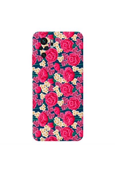 Other Xiaomi Redmi Note 10S Red and pink Flowers Transparent Silicone TPU Θήκη