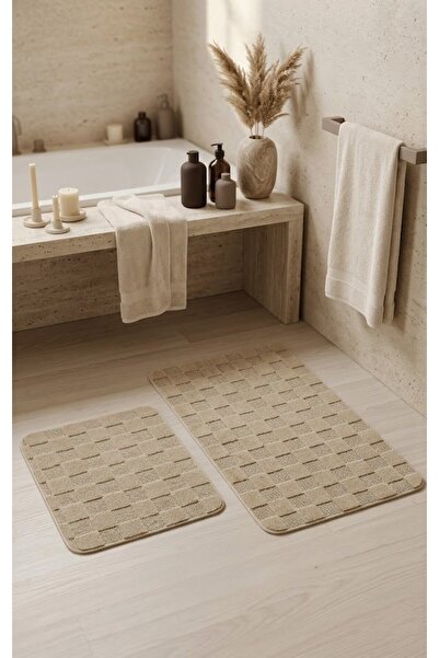 EUROBANO Chess Premium Nordic Bohemian 2-Piece Bath Mat 60X100 60X50 cm Latex...