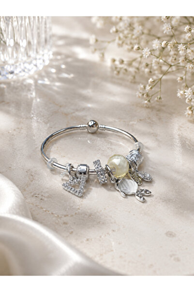 SADEN Aurelis Rabbit Figured Charm Bracelet – Silver Color Stone and Pearl De...
