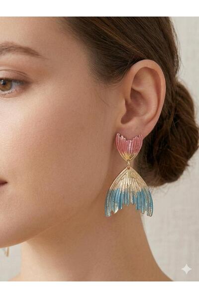 Trinidad Colorful Metal Earrings with Mermaid Tail Design – Stylish and Aesth...