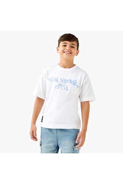 Juniors Crew Neck Short Sleeves T-shirt with New York City Embroidery