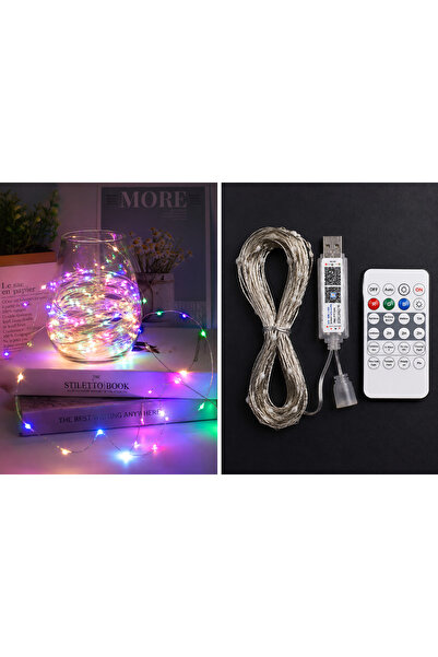 GenelTedarik RGB Kumandalı USB Peri LED Işık 5 Metre Renk Değiştiren Dekorati...