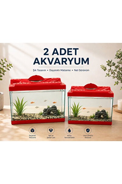 PKR Akvaryum mükemmel 2 li set kırmızı