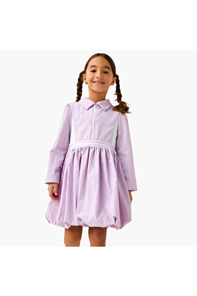Kappa Collar Long Sleeves Dress with Logo Print