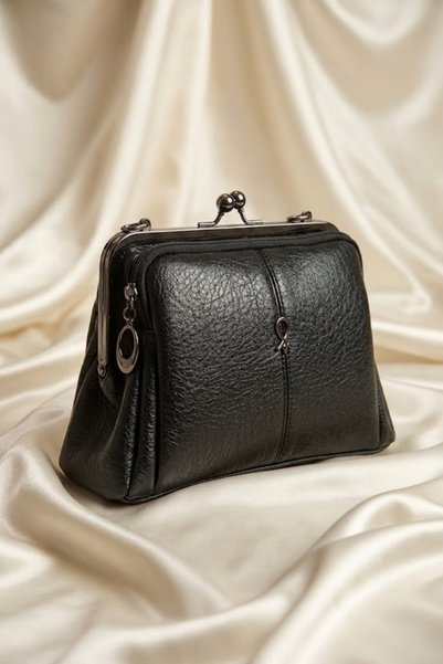 Sedef Çanta Gl-001 Burslu Women's Shoulder Bag Clip-On Handbag Crossbody Bag Black