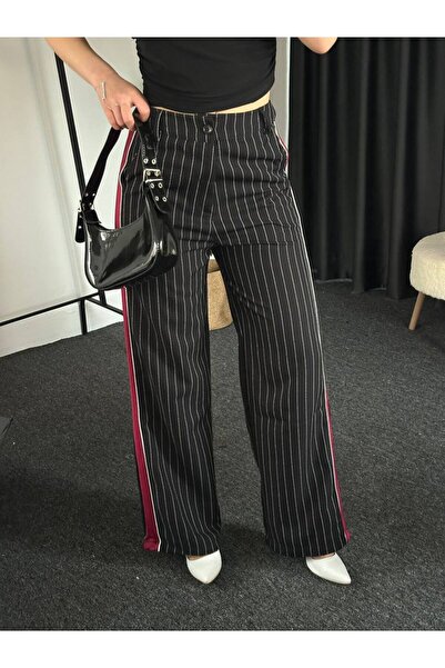 MIZUKI Women's Striped Palazzo Pants Wide Leg Pants with Side Stripes