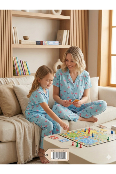 Mini Moon Homewear ValenStone M-9015 Serisi Düğmeli Anne & Kız Çocuk Konsept ...
