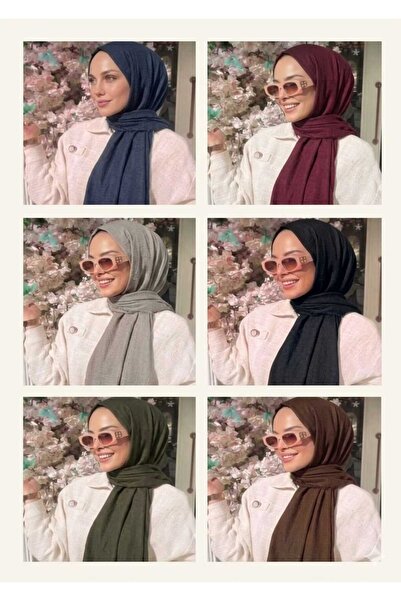 Alse Butik Bambu Kraş Şal 6'lı Set (Lacivert - Bordo - Taş Rengi - Siyah - Ha...
