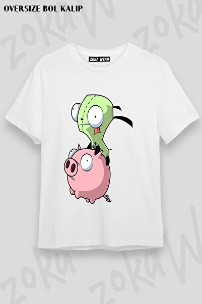 ZOKAWEAR Μπλουζάκι Unisex Loose Fit με στάμπα Invader Zim v6