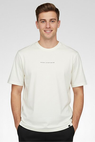 adidas Men Loose Fit Embroidered Logo Outdoor T-Shirt, Off White