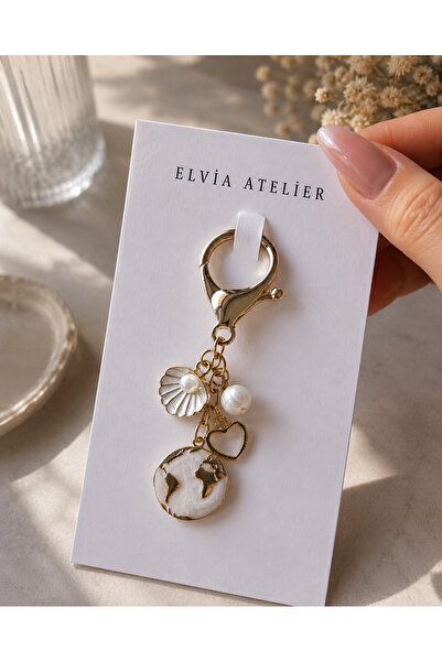 Elvia Atelier Dünya Charm İnci Charm Anahtarlık - Çanta Charm