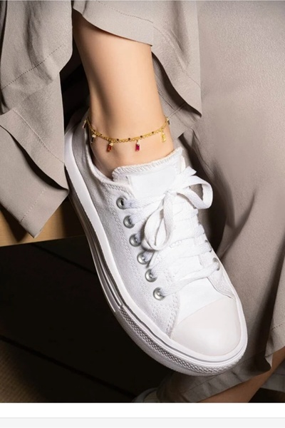 shop Gold Plated Anklet with Colorful Stones