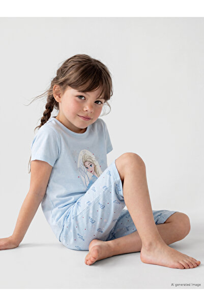 LC Waikiki Set de pijamale capri pentru fete, cu imprimeu Elsa