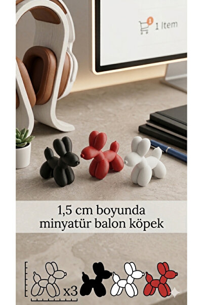 TANORIAN 3 Adet Minyatür 1,5 cm Boyutunda Balon Köpek Figür