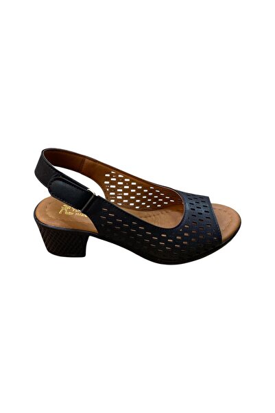 Yaren Moda Pantofi de vară pentru femei, cu toc gros, perforați, cu curea la ...