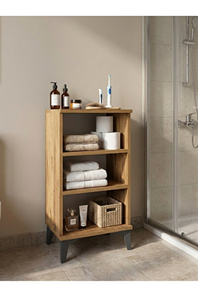 Dienni Arges Komodin 2 Raflı Çok Amaçlı Banyo Ofis Rafı 44x30x80 Çam-Çam