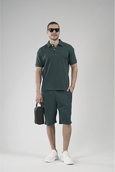 Butik Set de pantaloni scurți pentru bărbați Trend Biz, cu guler polo, semi-o...
